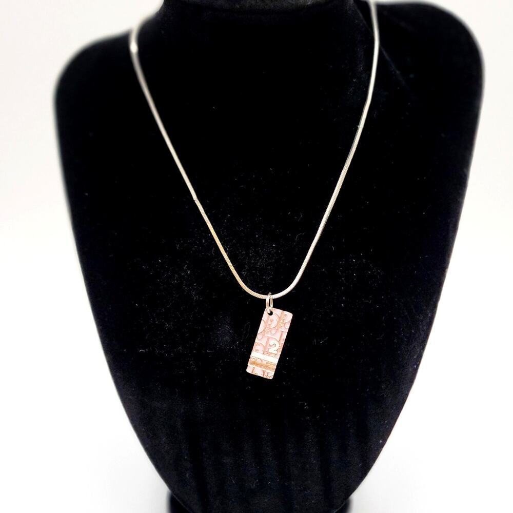 CHRISTIAN DIOR #2 Trotter Necklace Pink/Silver Tone Metal - Picture 4 of 9
